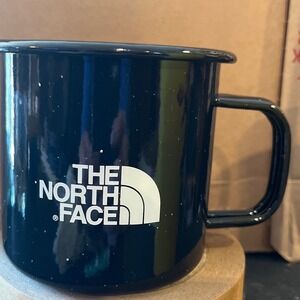 The North Face Black Enamel Camping Mug Logo Speckled Outdoor Hiking Cup
